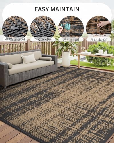 MontVoo Outdoor Rug Waterproof 8x10 ft Outdoor Carpet Patio Rug Mat Reversible - Image 6