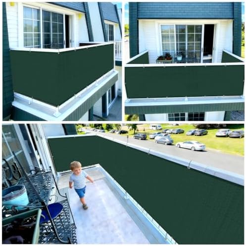 COOLBOYS Customized 3'x10' Dark Green Balcony Privacy Screen Fence Cover - Image 6