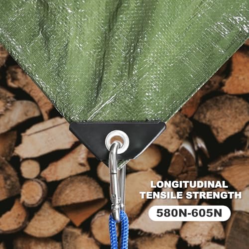 Tarps Waterproof 10x12 Feet, 2 Pack Heavy Duty Green Tarp Cover 12 Mil Thick - Image 3