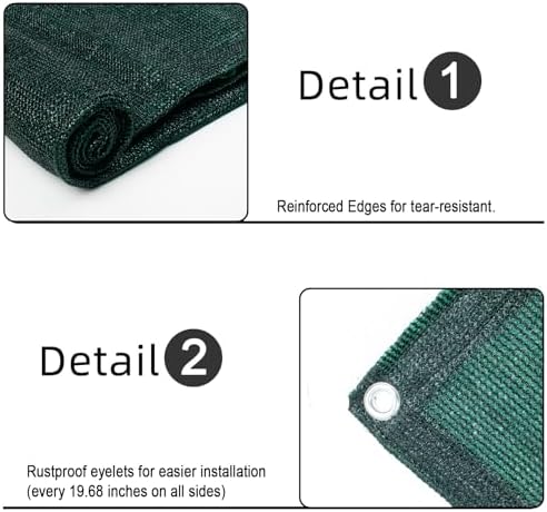 SUNLAX Custom Size 3'x14' Dark Green Balcony Privacy Screen 90% UV Block - Image 4