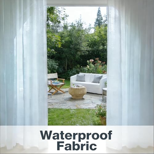 Outdoor Sheer Curtains for Patio Waterproof, 2 Panels Rod Pocket Indoor/Outdoor - Image 6