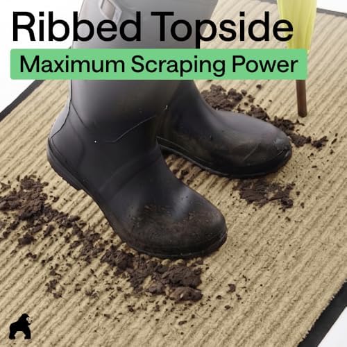 GORILLA GRIP Traffic Guard Indoor Outdoor Heavy Duty Door Mat, 60x36 Beige - Image 4