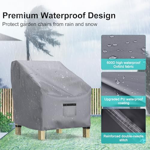 2 Pack Outdoor Patio Chair Covers Waterproof 33"Wx31"Dx31"H - Image 4