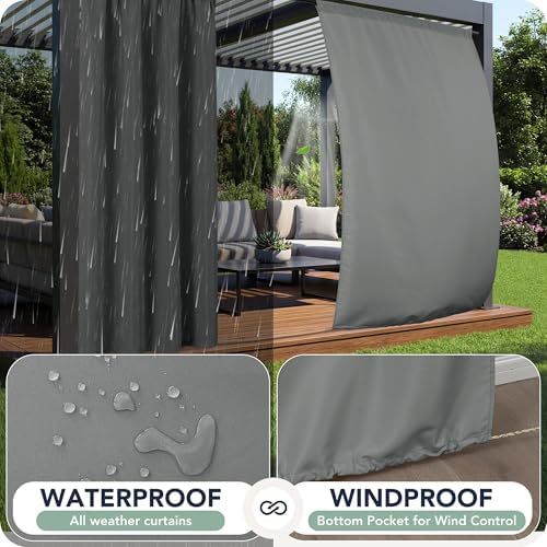 Outdoor Curtains for Patio Waterproof, 8 Panels, Rod Pocket - Image 2