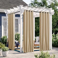 NICETOWN 2 Panels Outdoor Curtains Bottom Fixed W46xL90 Biscotti Beige by NICETOWN