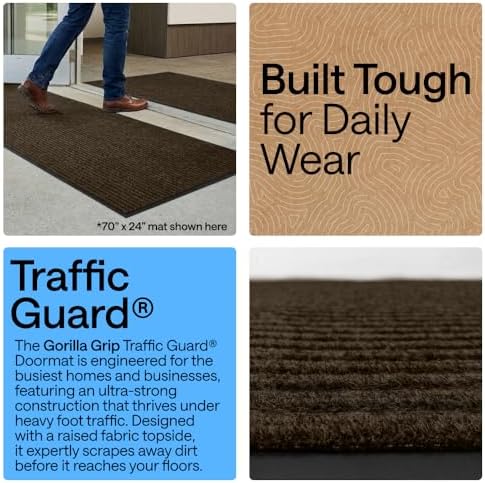 GORILLA GRIP Traffic Guard Indoor Outdoor Heavy Duty Door Mat, 72x48 Brown - Image 3