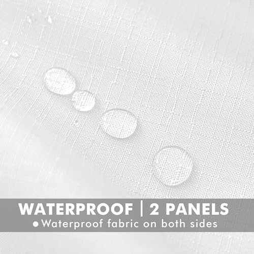 Linen Outdoor Curtains for Patio Waterproof 4 Pcs 110x95 In White - Image 2