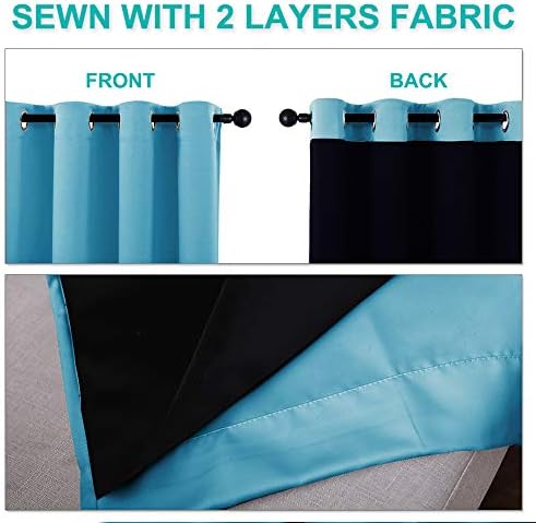 NICETOWN 100% Blackout Window Curtain Panels, Teal Blue, 2 Pieces, 70-inch Wide - Image 4