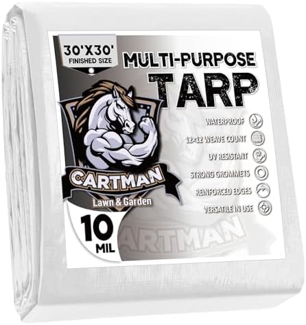 CARTMAN 30x30Ft Waterproof Poly Tarp, All Weather Cover 10 Mil by CARTMAN
