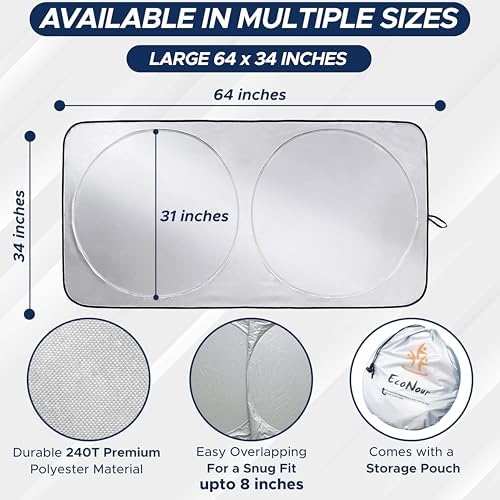 EcoNour Car Front Windshield Sun Shade, Foldable Window Shade - Image 5