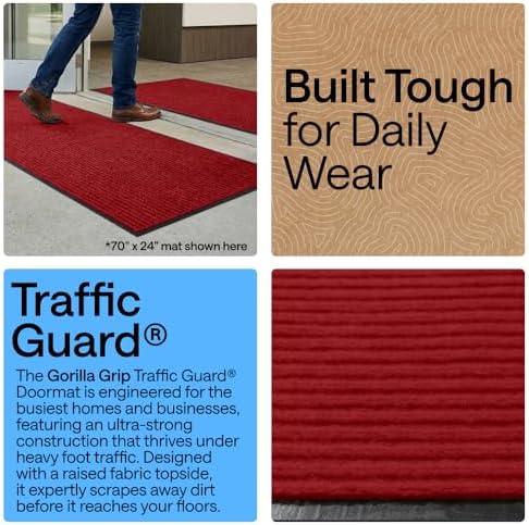 GORILLA GRIP Traffic Guard Indoor Outdoor Heavy Duty Door Mat, 35x23 Red - Image 3
