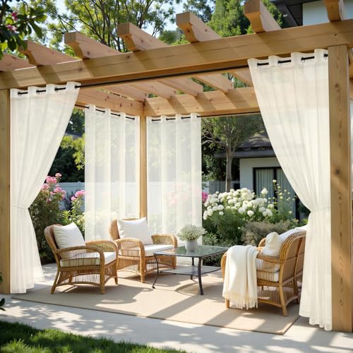 MIULEE Ivory Outdoor Curtain for Patio Waterproof 4 Panels 54 x 96 Inch by MIULEE