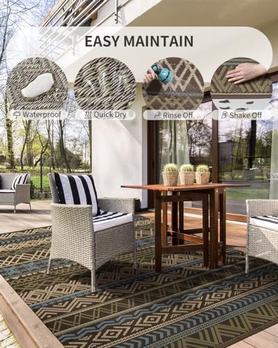MontVoo Outdoor Rug Carpet Waterproof-Patio Rug Mat 5x8 Reversible RV Outdoor - Image 3