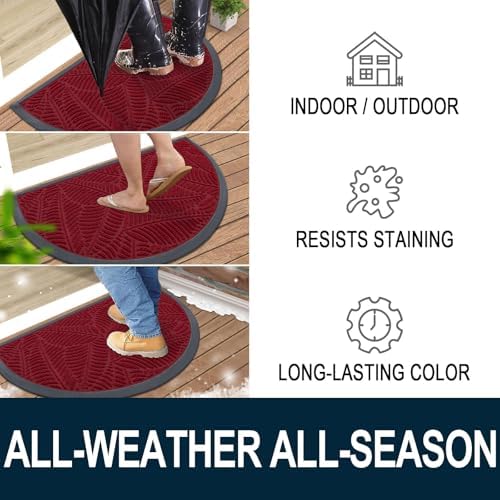 Colorxy Half Circle Waterproof Door Mat, Sturdy Rubber Doormat - Image 4