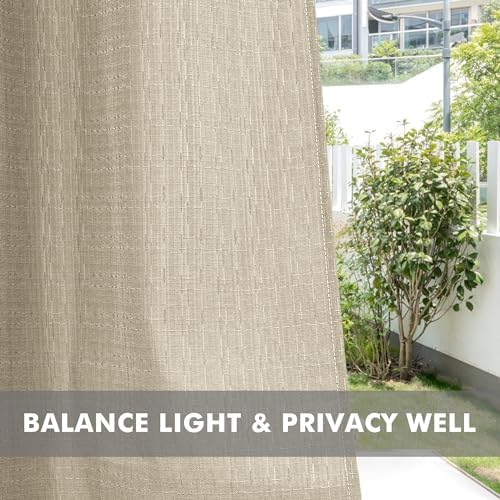Linen Outdoor Curtains for Patio Waterproof 4 Pcs 110x95 In Cream - Image 5