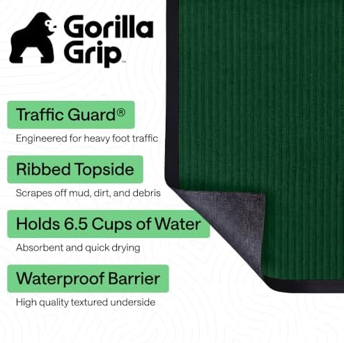 GORILLA GRIP Traffic Guard Indoor Outdoor Heavy Duty Door Mat, 47x35 Green - Image 2
