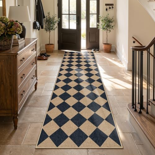 Lahome Checkered Hallways Runner Rug Non Slip by Lahome