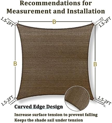 Shade&Beyond 9'X9' Sun Shade Sail Mocha Rectangle - Image 5