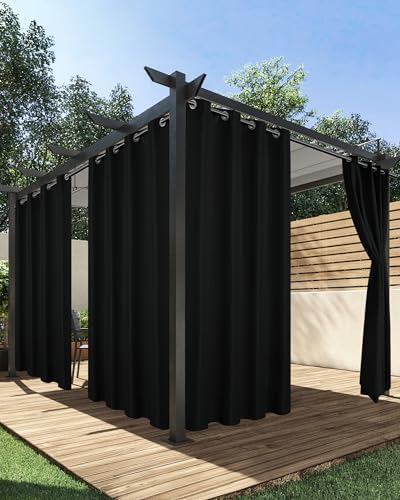 HolidayIdeas Outdoor Curtains for Patio Waterproof 4 Pcs 54x95 Inch Black by HolidayIdeas