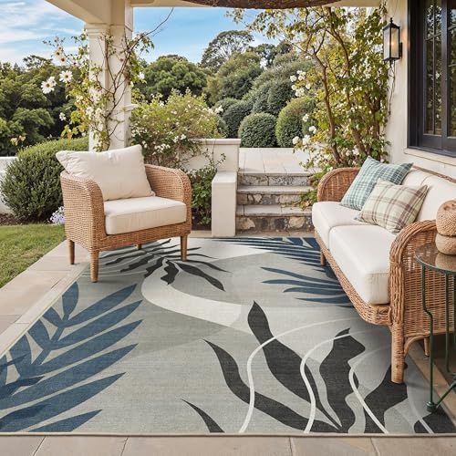 GENIMO 8x10 Outdoor Rug, Washable Quick Dry by GENIMO