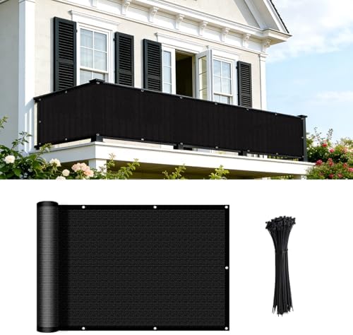 COOLBOYS Customized 3'x26' Black Balcony Privacy Screen Fence Cover by Havecooltimewithyourboys