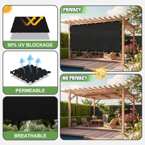 90% Outdoor Sun Shade Cloth, Privacy Screen Sunshades - Image 5