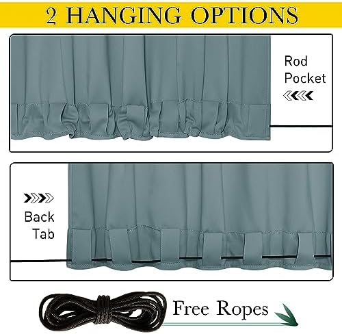NICETOWN 2 Panels Outdoor Curtains Waterproof W52xL108 Greyish Blue - Image 2