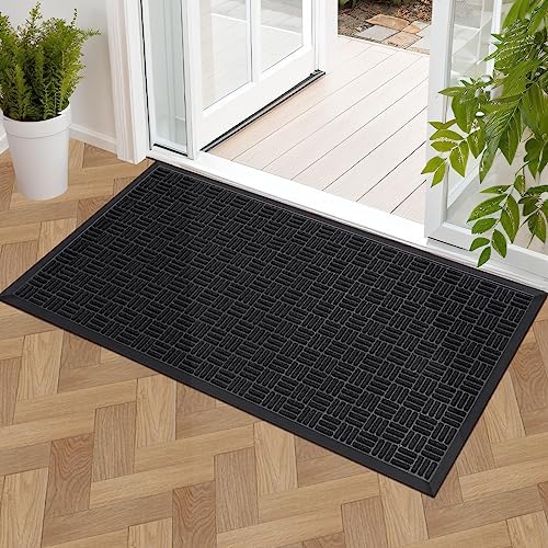 Mibao Front Door Mat Outdoor Entrance, Waterproof Dirt Trapper Doormat by Mibao