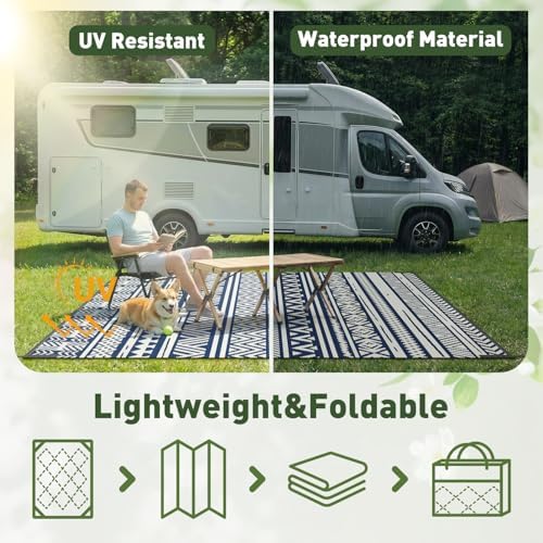 MontVoo Outdoor Rug 8x10 Waterproof Outdoor Patio Rug Mat Reverisble Plastic - Image 6