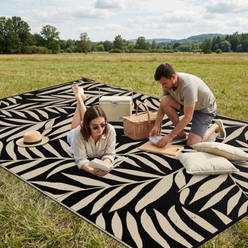 Smiry Outdoor Rug 6x9 ft Waterproof Reversible Leaf Mat - Image 4