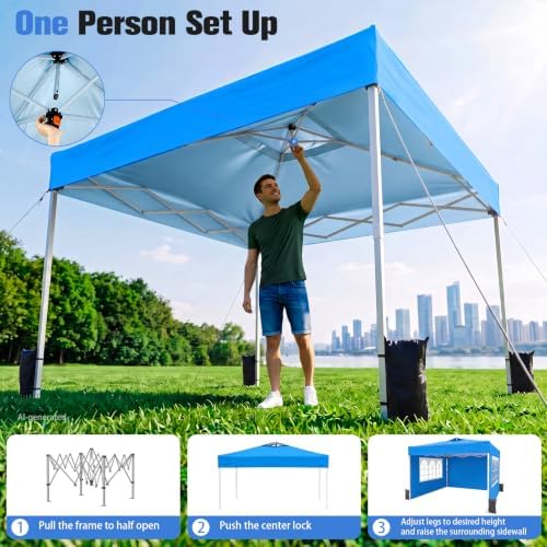 10x10 Pop Up Canopy Tent with Dual Vented Roof, One Push Setup - Image 3