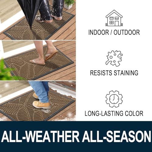 Colorxy Waterproof Front Doormat, Sturdy Natural Rubber Door Mat - Image 4