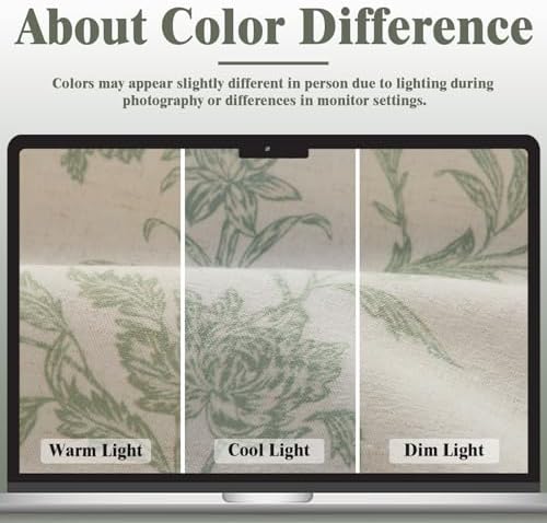 Sage Green Boho Floral 100% Blackout Curtains 96 Inch 2 Panels - Image 5