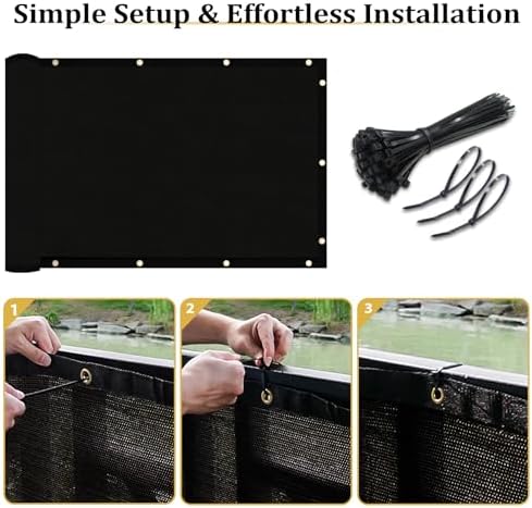 Shade&Beyond 8'x41' Black Privacy Screen Fence Cover 170 GSM Fencing Mesh Fence - Image 5