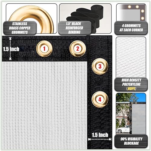 ColourTree Customized Size Fence Screen Privacy Screen White 5' x 94' - Image 3