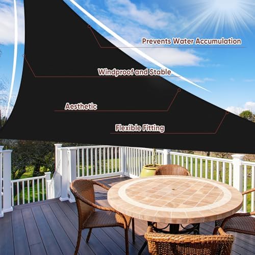 Shade&Beyond 12'X16'X20' Sun Shade Sail Black Triangle - Image 2