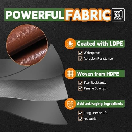RAINDEWAY Brown Tarp 8x10ft Tarps Heavy Duty Waterproof 18Mil Extra Thick - Image 3