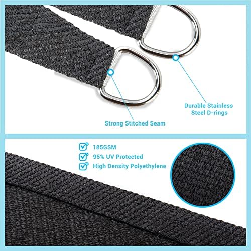 AsterOutdoor Sun Shade Sail Rectangle 6' x 10' UV Block Canopy - Image 3