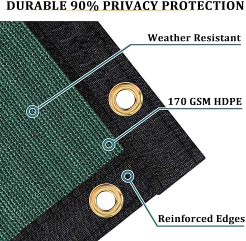 Shade&Beyond 8'x12' Dark Green Privacy Screen Fence Cover 170 GSM Fencing Mesh - Image 2