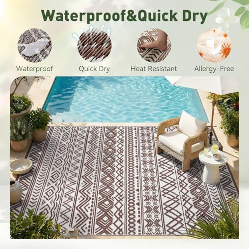 MontVoo-Outdoor Rug Carpet Waterproof 6x9 ft Reversible Patio Rug RV Camping - Image 4