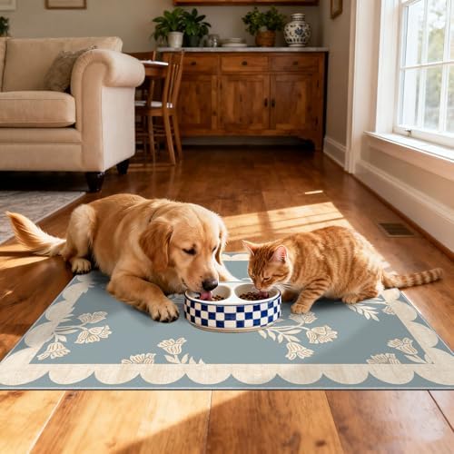 Front Door Mat Indoor Outside Entrance 2x3 Blue Scalloped Entry Rug - Image 6