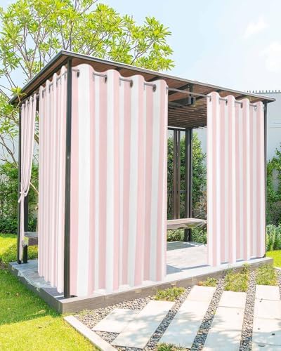 Striped Outdoor Curtains for Patio Waterproof Weatherproof, Sun Blocking by BABE+MAPS