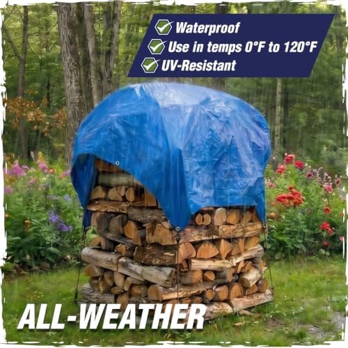 RUGGED RHINO Heavy Duty Waterproof Tarp, Reinforced Corners 1 Pk 10x10 Blue - Image 3