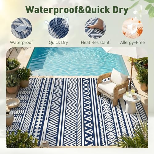 MontVoo Outdoor Rug Carpet Waterproof 6x9 Outdoor Patio Rug Mat Reverisble - Image 4