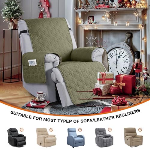 VANSOFY 100% Waterproof Recliner Chair Covers Washable, Olive Green - Image 4