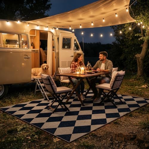 Lahome Checkered Easy Jute 5x7 Outdoor Rug, Washable Rugs - Image 3