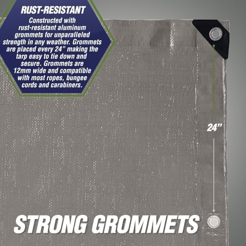 RUGGED RHINO Heavy Duty Waterproof Tarp Reinforced Corners 2 Pk 8x10 Silver - Image 5
