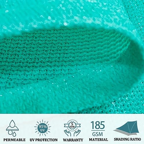 Shade&Beyond 6'X9' Sun Shade Sail Turquoise Rectangle - Image 3