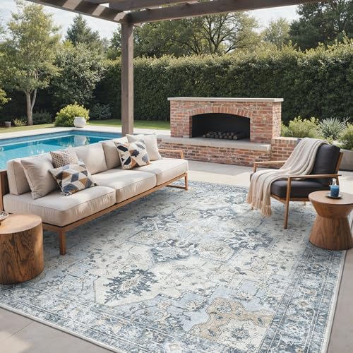 GENIMO 9x12 Outdoor Rug, Washable Quick Dry by GENIMO