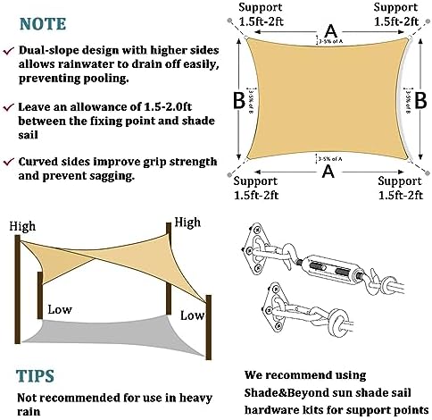 Shade&Beyond 10'X13' Sun Shade Sail Sand Rectangle - Image 6